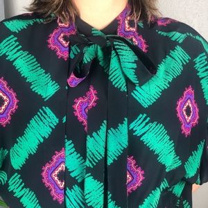 Vintage Silk Long Sleeve Blouse XL